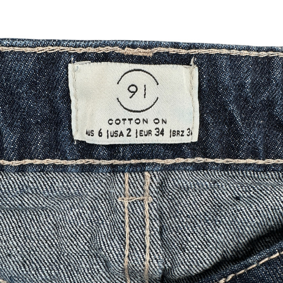 Cotton On Button Fly Highwaisted Denim Wide Leg Mid Wide Crop Jeans‎ Size 2 - Picture 5 of 9